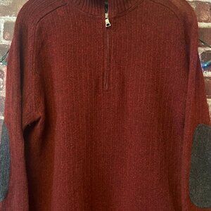 Banana Republic Lambswool Cashmere Men’s quarter zip Sweater whis elbow patches